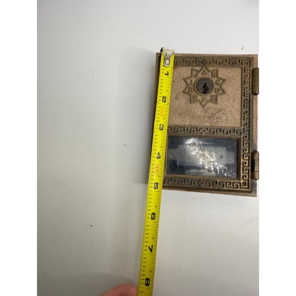 Vintage Brass, Metal & Glass Post Office Box Front, 1975 Door Front w/ Eagle Bra - Picture 3 of 8